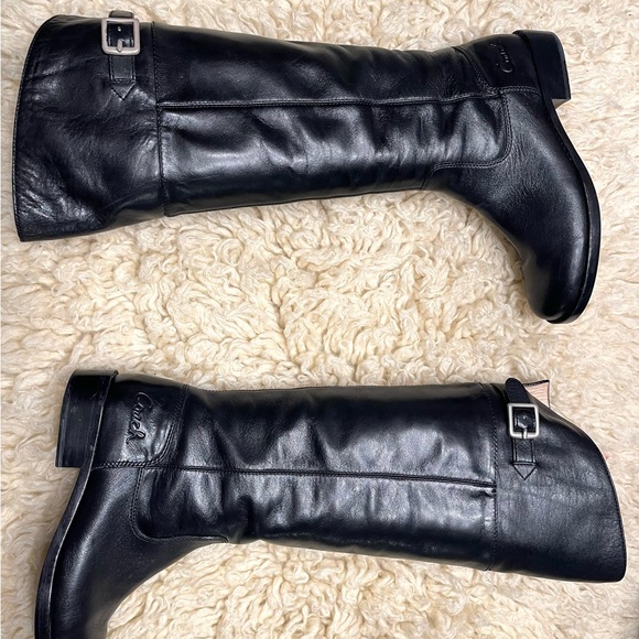 Coach Black Leather Knee-High Boots - Picture 1 of 4